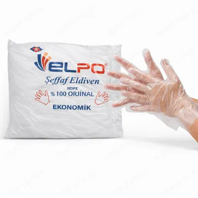 ELPO ŞEFFAF TEK KULLANIMLIK ELDİVEN 100 AD ( 0,6 GR ) X 100 PAKET
