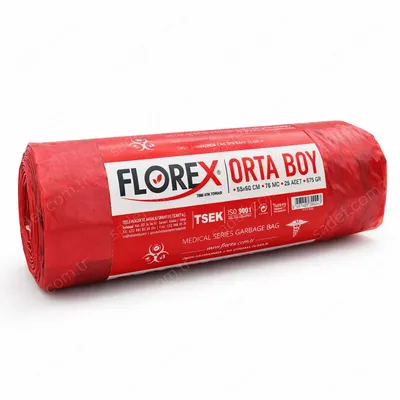 532 TIBBİ ATIK BASKILI ORTA ÇÖP POŞET 575 GR 25X10 AD 5,8 KG KIRMIZI
