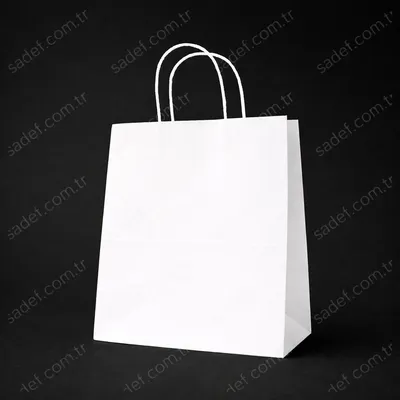 BEYAZ - BÜKÜM SAPLI KAĞIT ÇANTA 25X31X12 CM 250 ADET