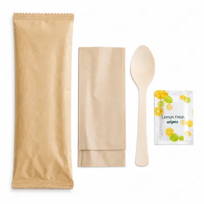 3 LÜ ORGANİK AHŞAP SET KAŞIK+PEÇETE+MENDİL 235 ADET